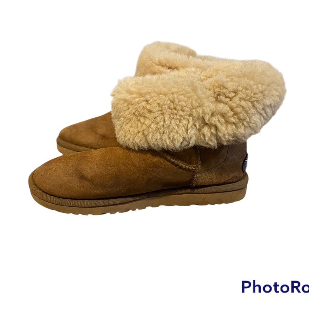 Ugg Australia Fairmont Brown Suede Buckle Back Shearling Boots Size 8 - Picture 5 of 9